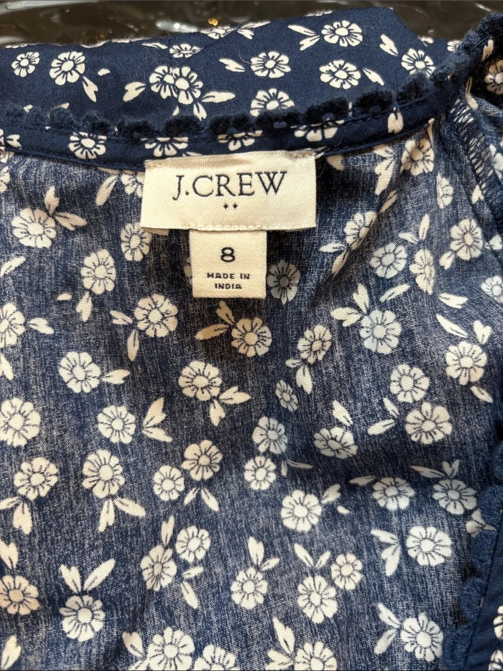 J. Crew Navy Blue Floral Midi Dress